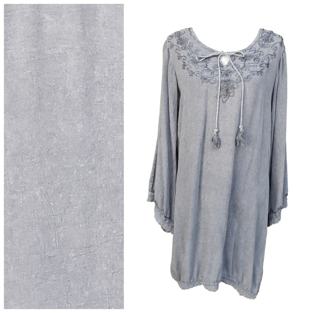Women S.R. FASHION Dress Gray Size L